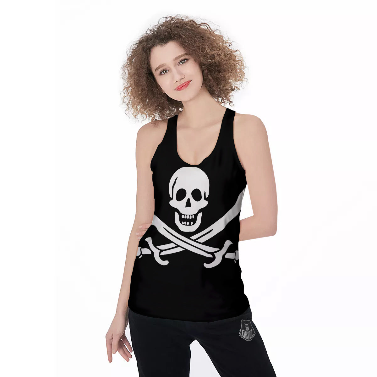 Pirate Flag Calico Jack Print Women's Racerback Tank Top-grizzshop
