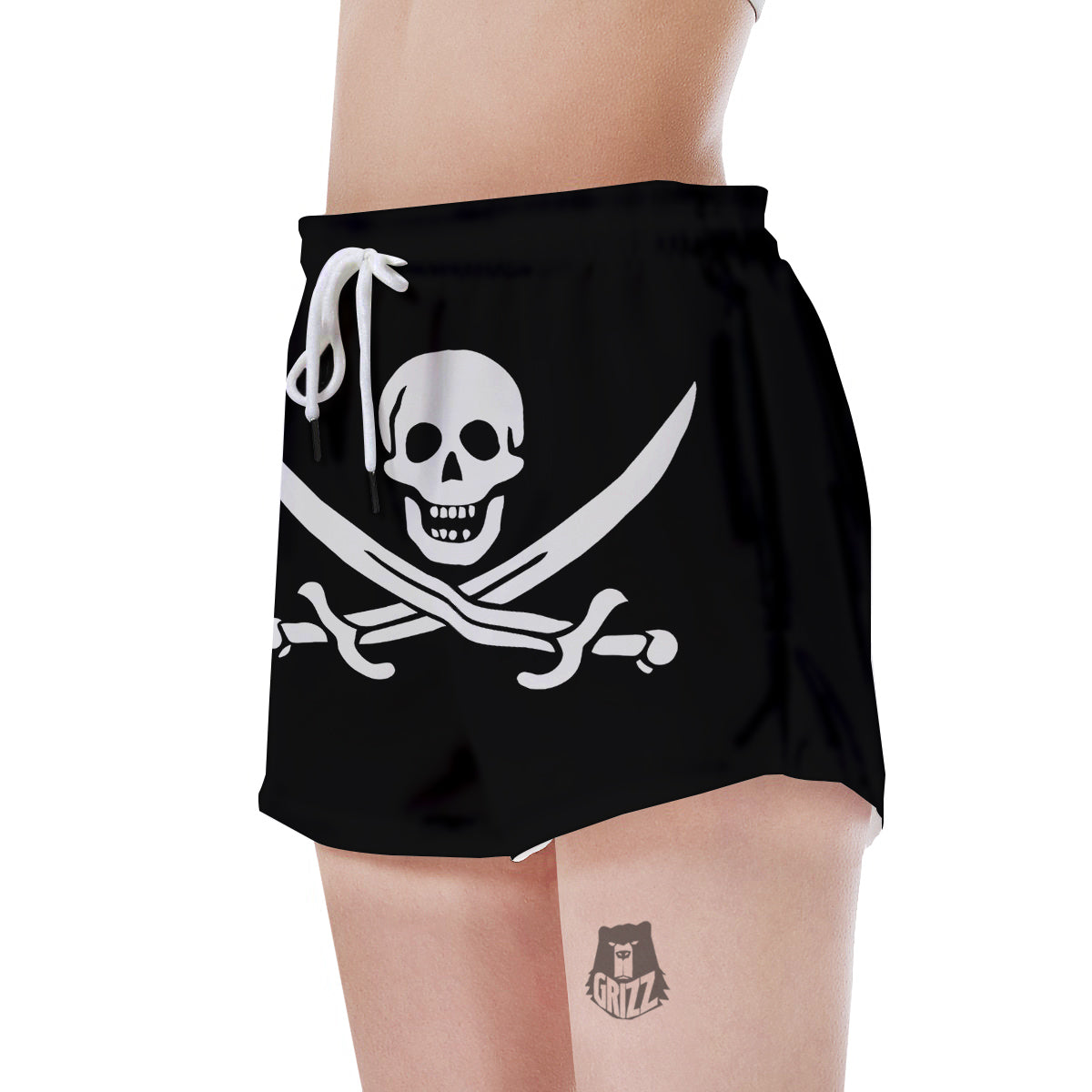Pirate Flag Calico Jack Print Women's Shorts-grizzshop