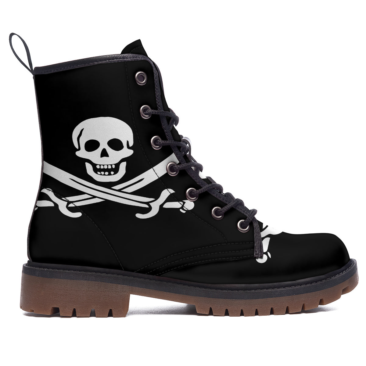 Pirate Flag Calico Jack Print Work Boots-grizzshop