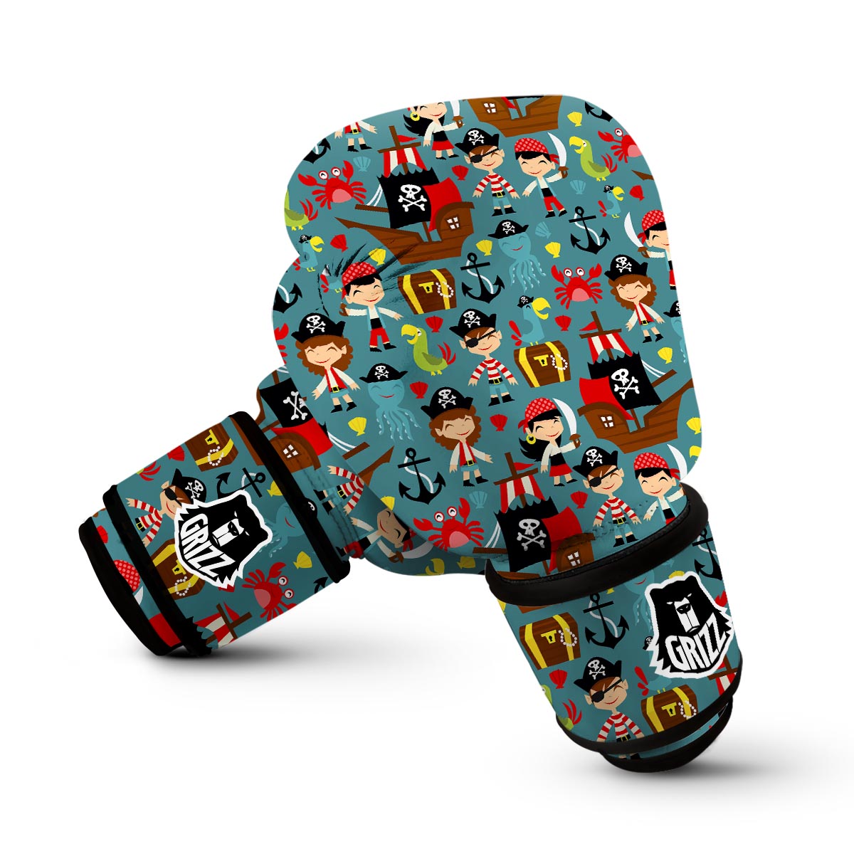 Pirate Pattern Print Boxing Gloves-grizzshop