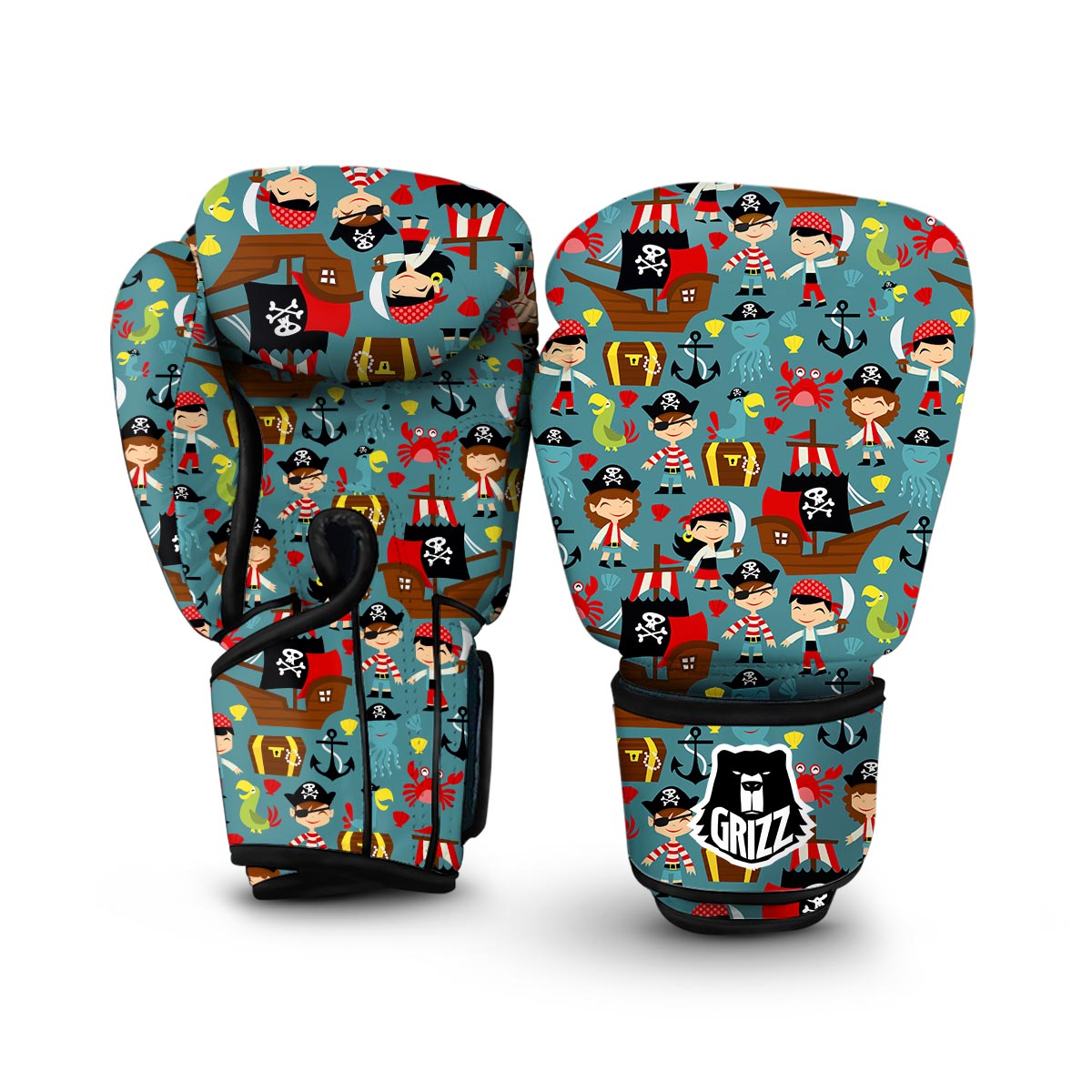 Pirate Pattern Print Boxing Gloves-grizzshop