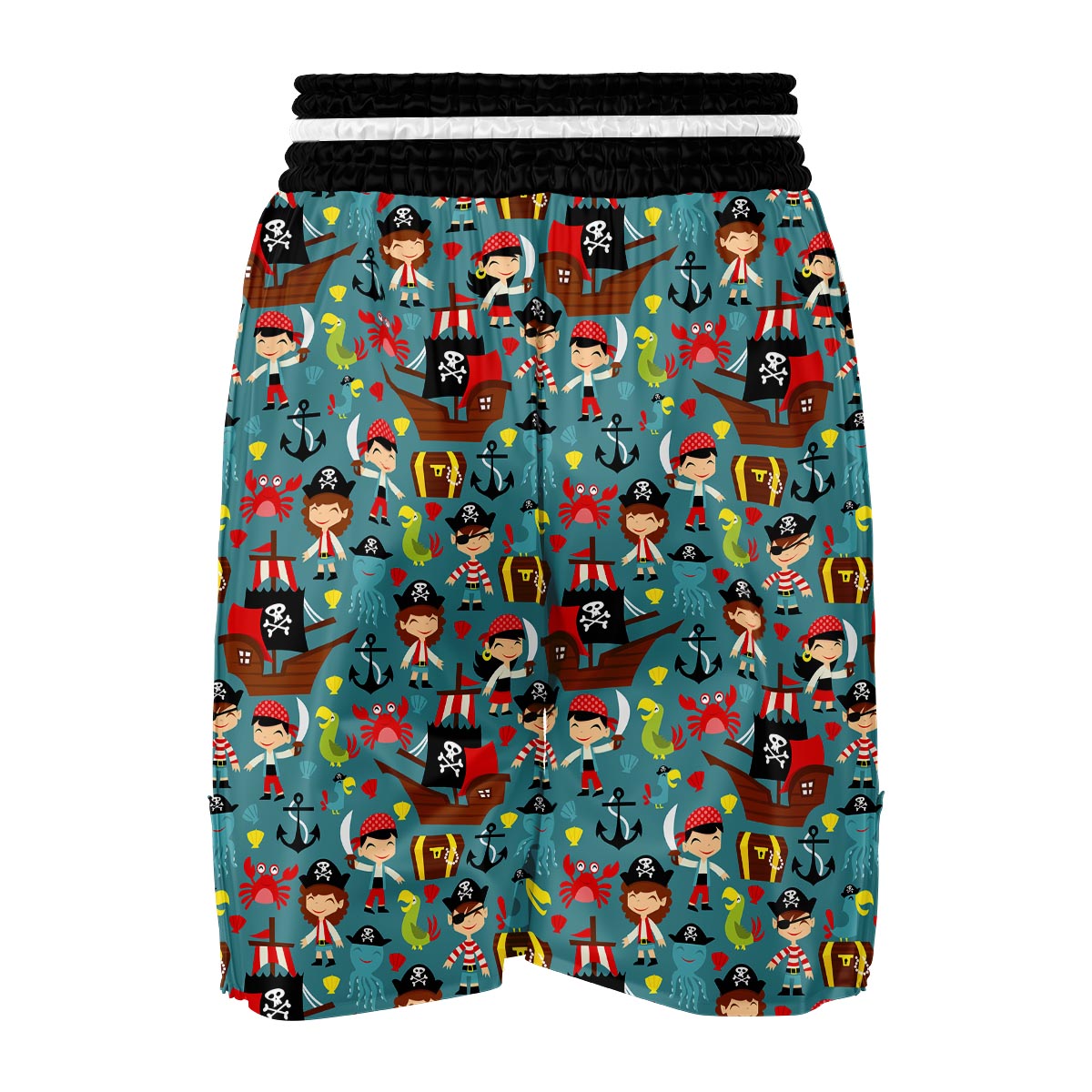 Pirate Pattern Print Boxing Shorts-grizzshop