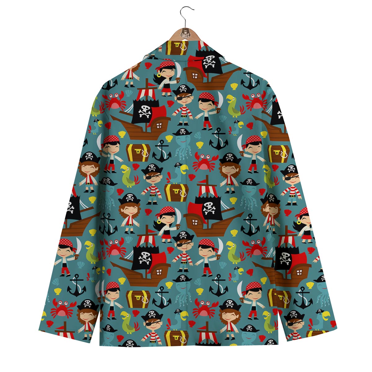 Pirate Pattern Print Men's Blazer-grizzshop