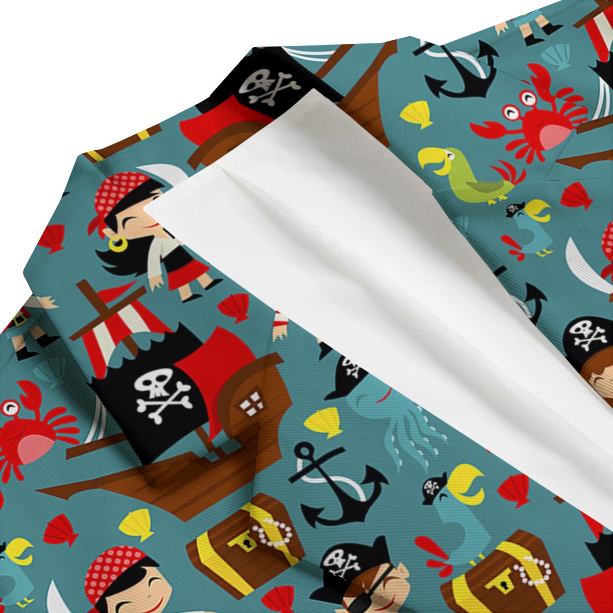 Pirate Pattern Print Men's Blazer-grizzshop
