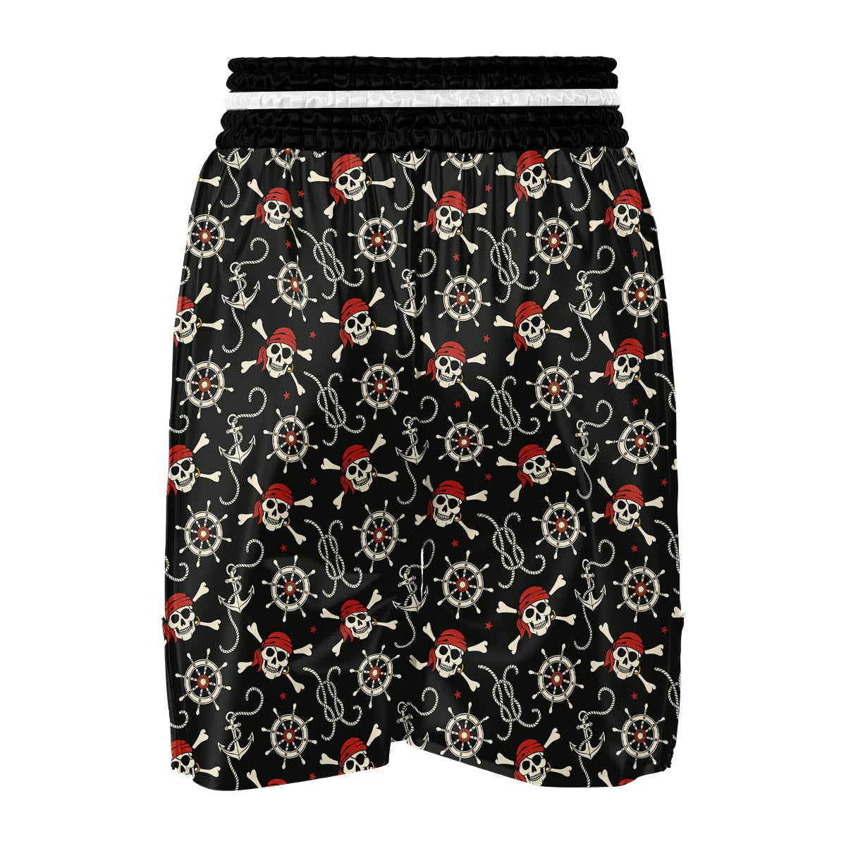 Pirate Skull Pattern Print Boxing Shorts-grizzshop