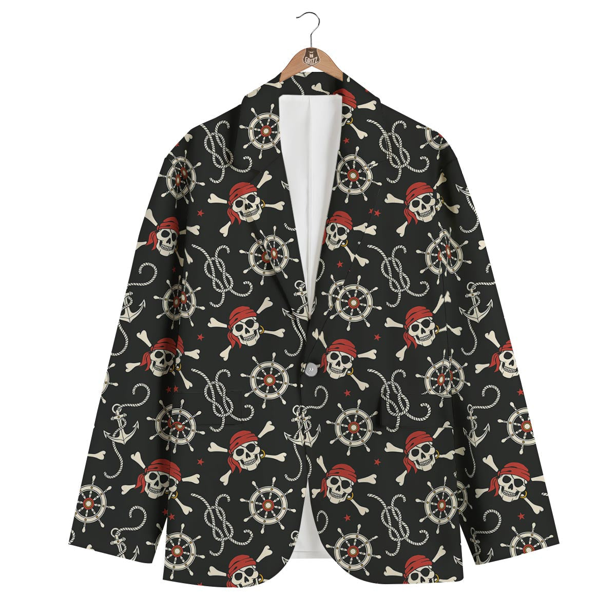 Pirate Skull Pattern Print Men's Blazer-grizzshop