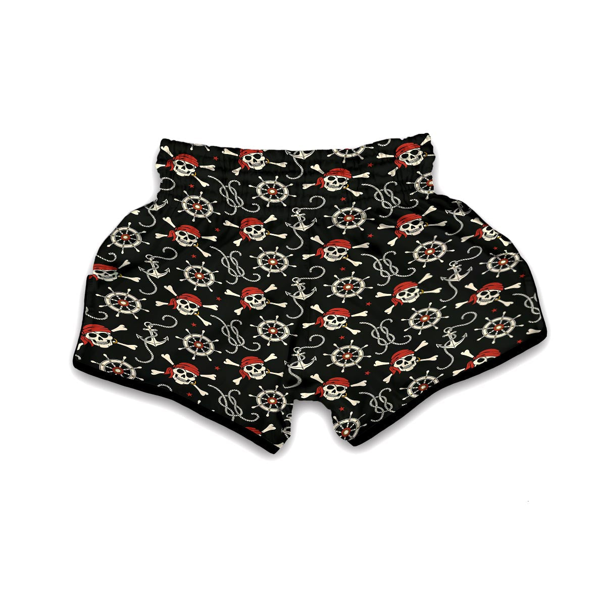 Pirate Skull Pattern Print Muay Thai Boxing Shorts-grizzshop