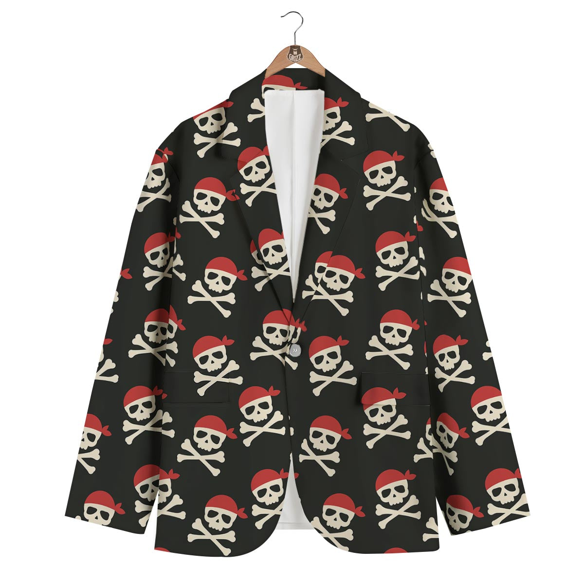 Pirate Skull Print Pattern Men's Blazer-grizzshop