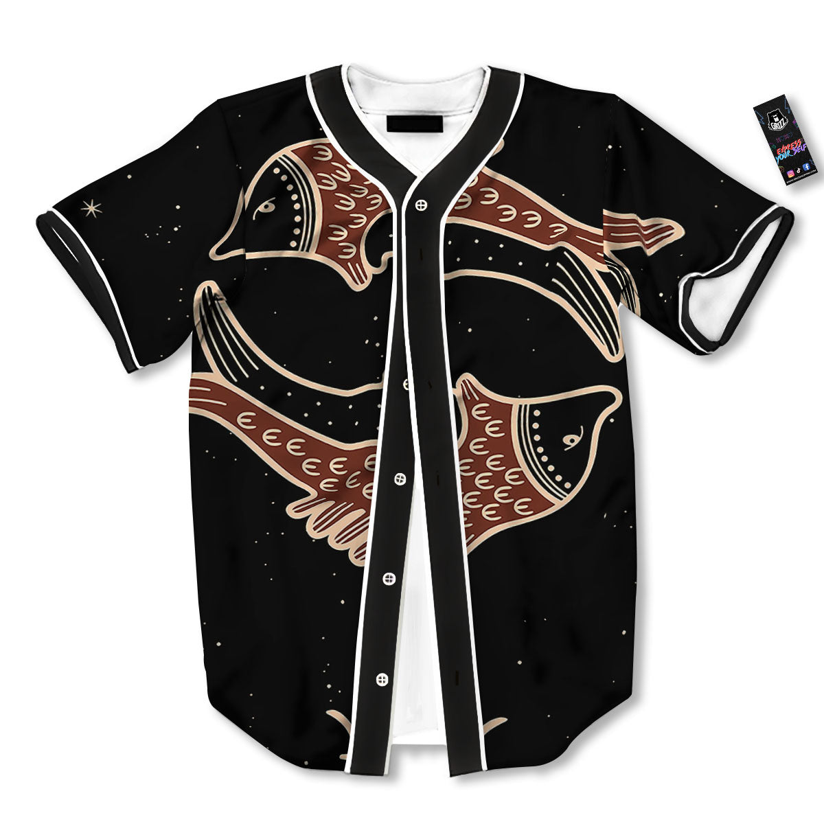 Pisces Constellation Print Baseball Jersey-grizzshop