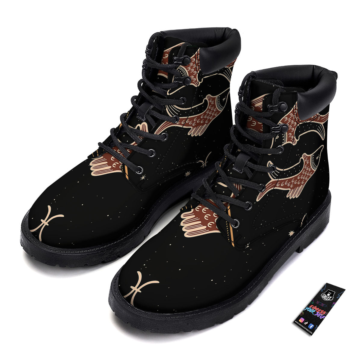 Pisces Constellation Print Boots-grizzshop
