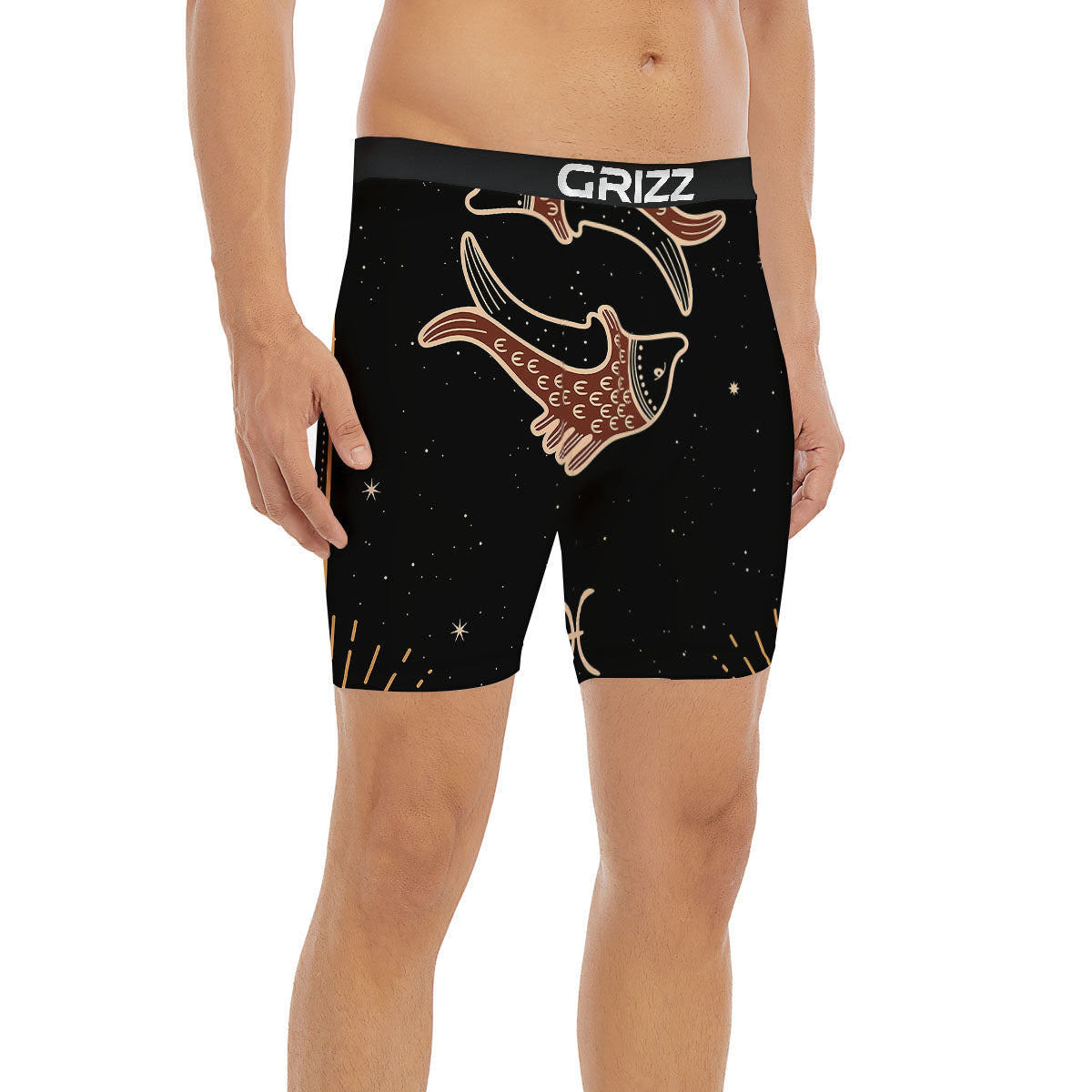 Pisces Constellation Print Boxer Briefs-grizzshop