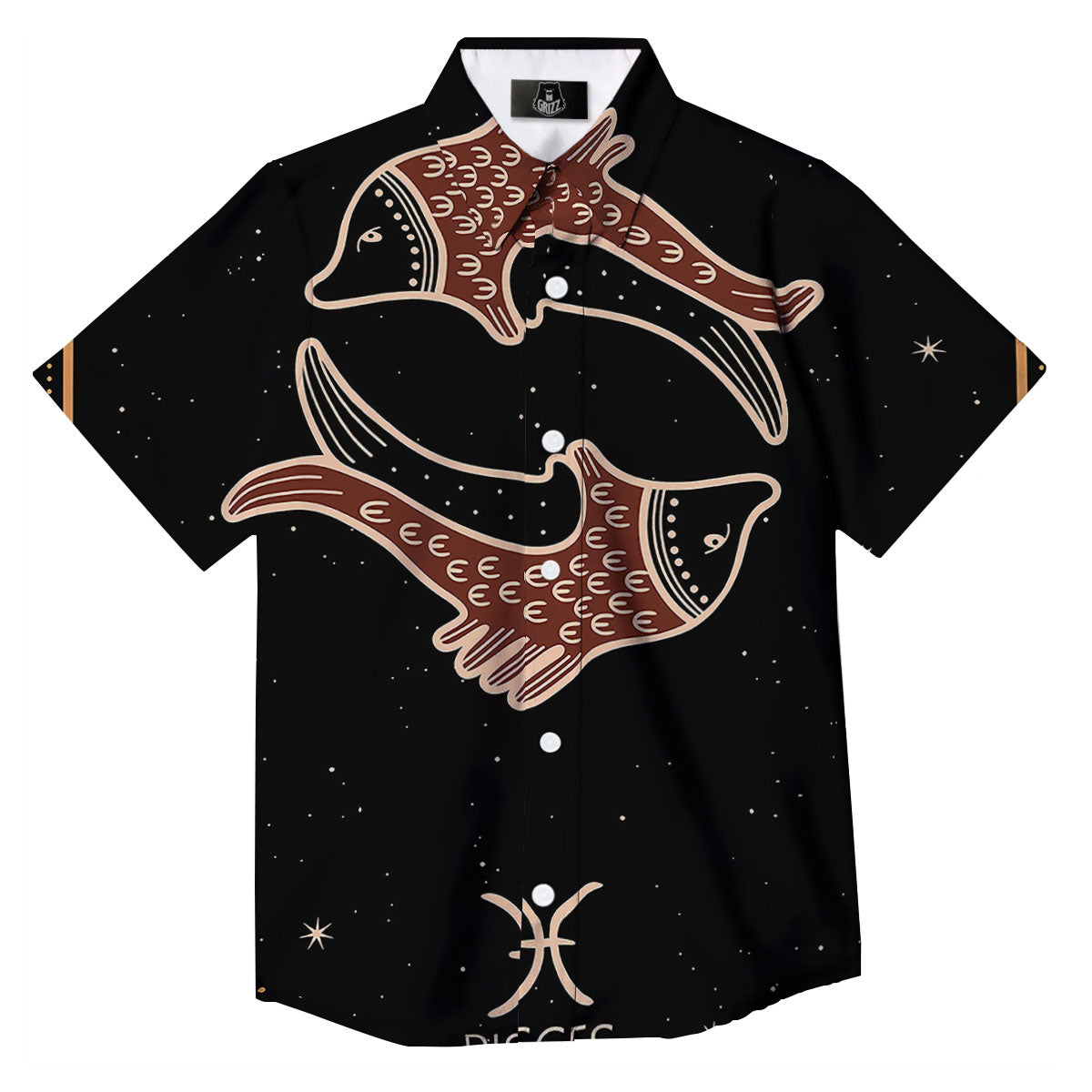Pisces Constellation Print Button Up Shirt-grizzshop