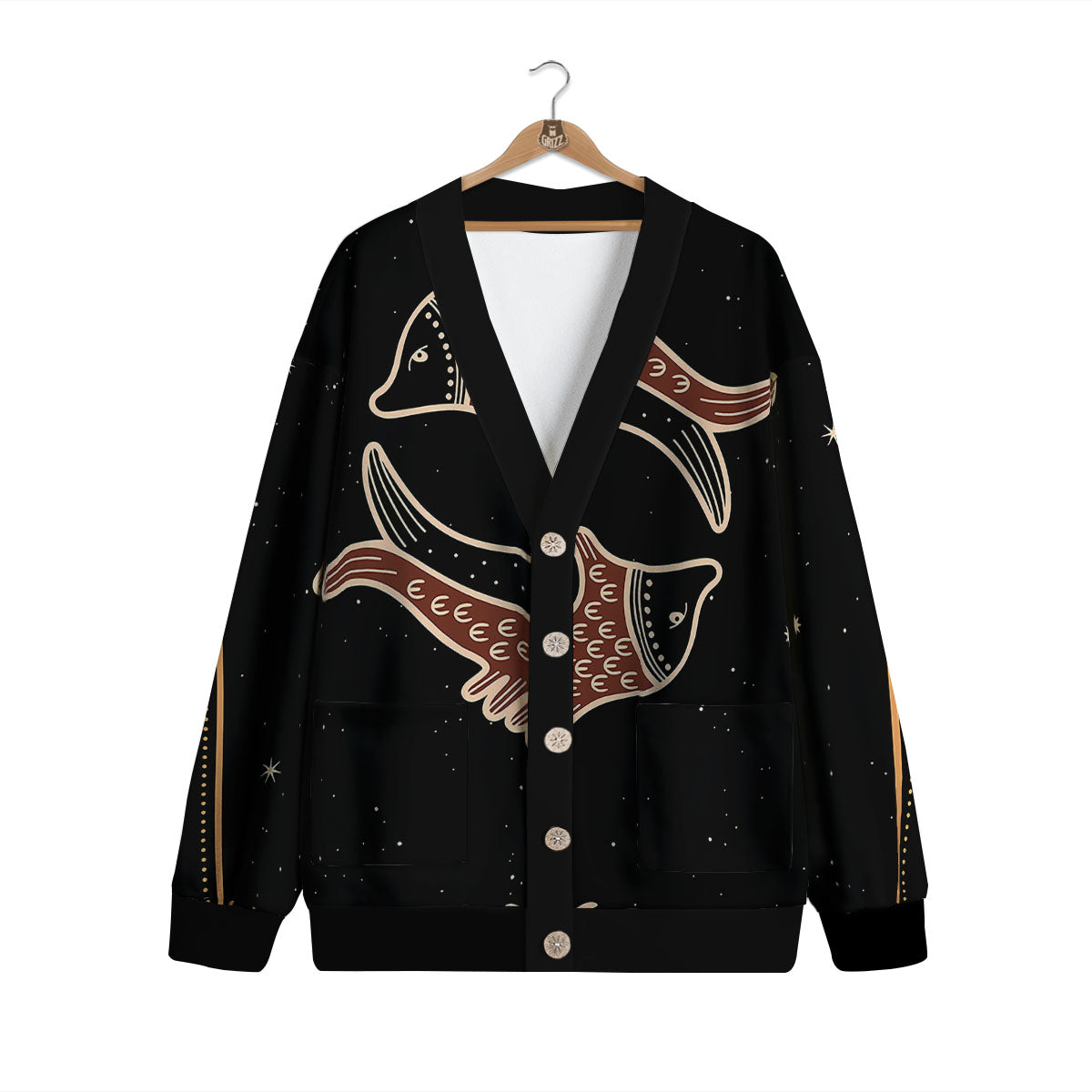 Pisces Constellation Print Cardigan-grizzshop