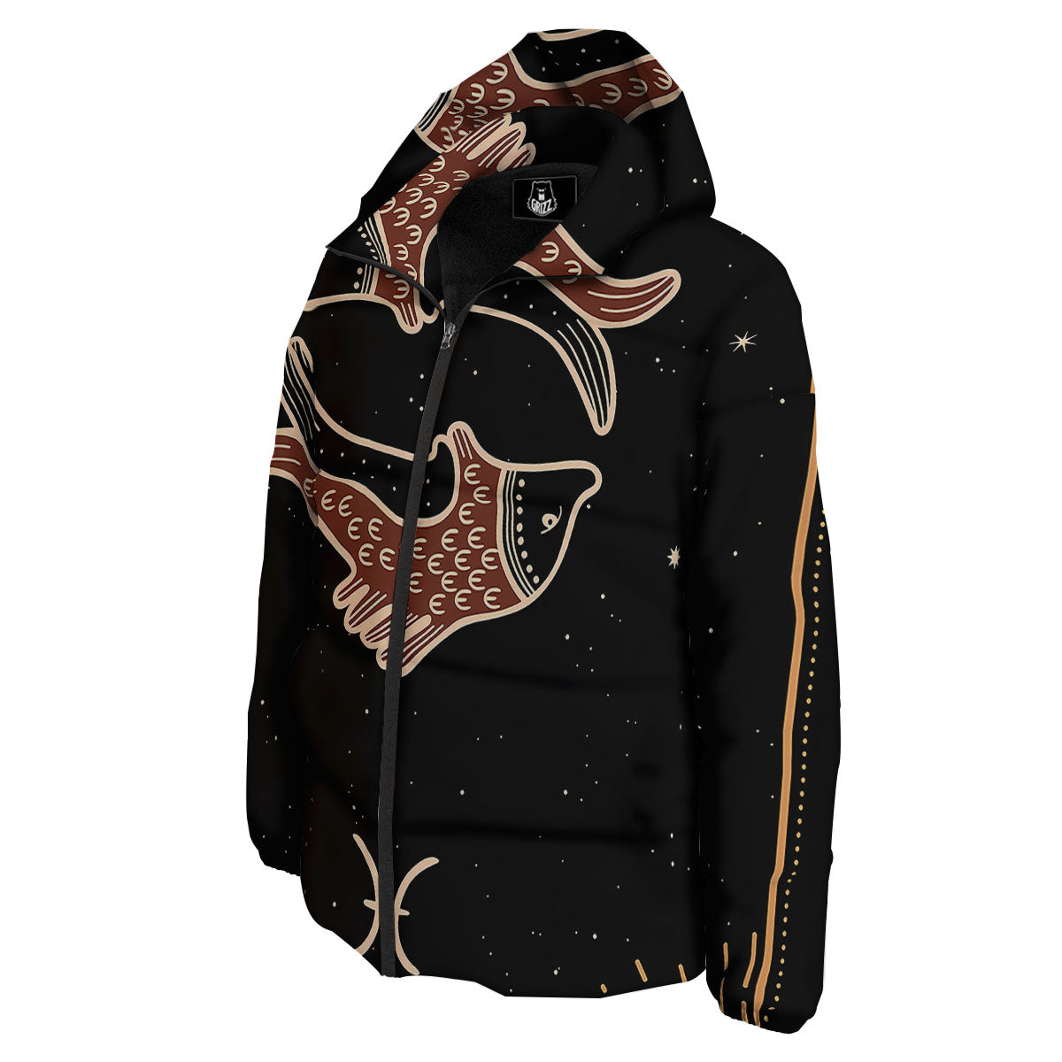 Pisces Constellation Print Down Jacket-grizzshop