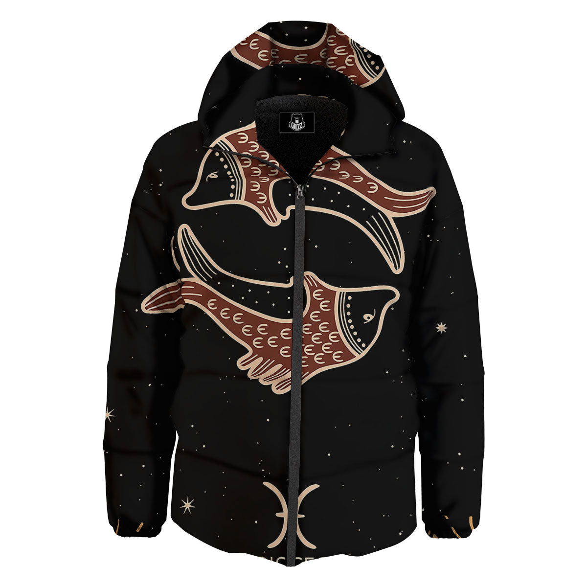 Pisces Constellation Print Down Jacket-grizzshop