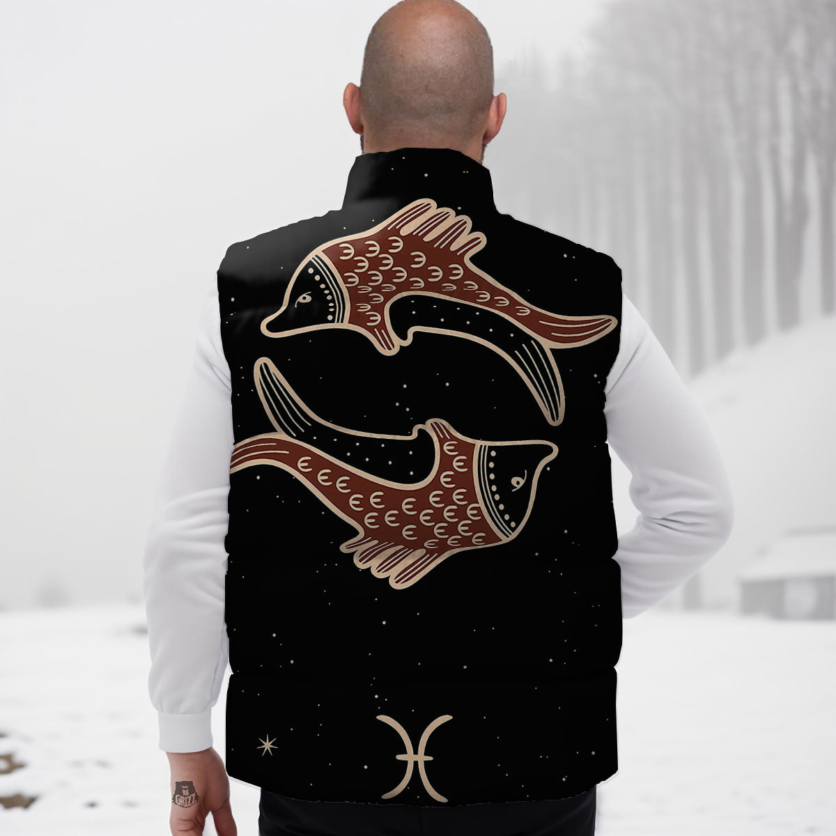 Pisces Constellation Print Down Vest