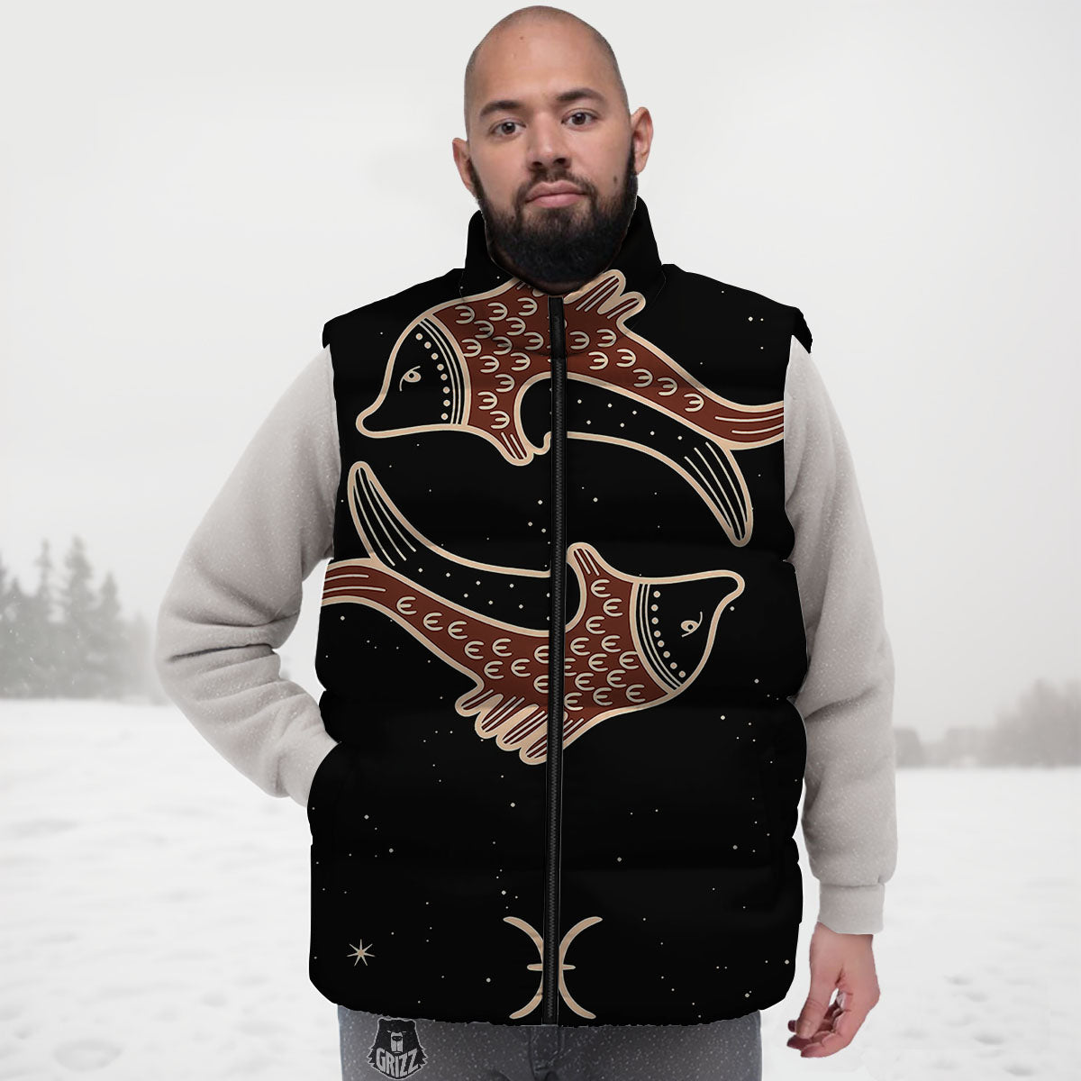 Pisces Constellation Print Down Vest