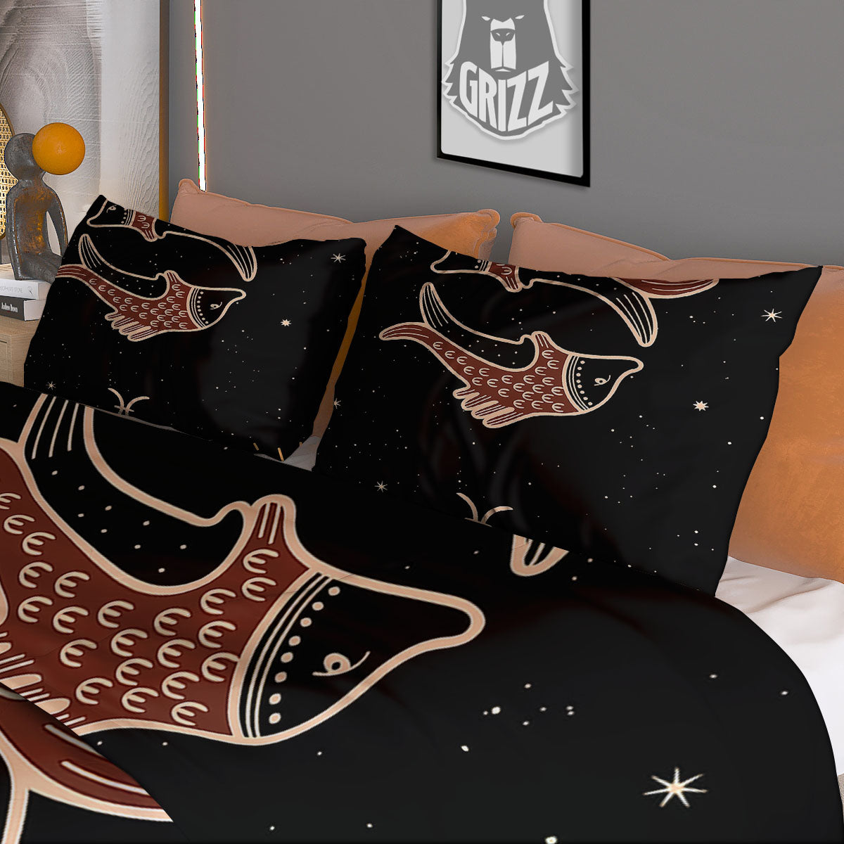 Peacock Feather Vintage Print Pattern Duvet Cover Bedding Set