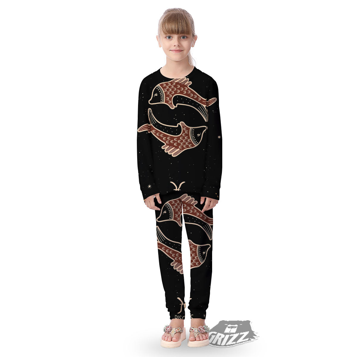 Pisces Constellation Print Kid's Pajamas-grizzshop