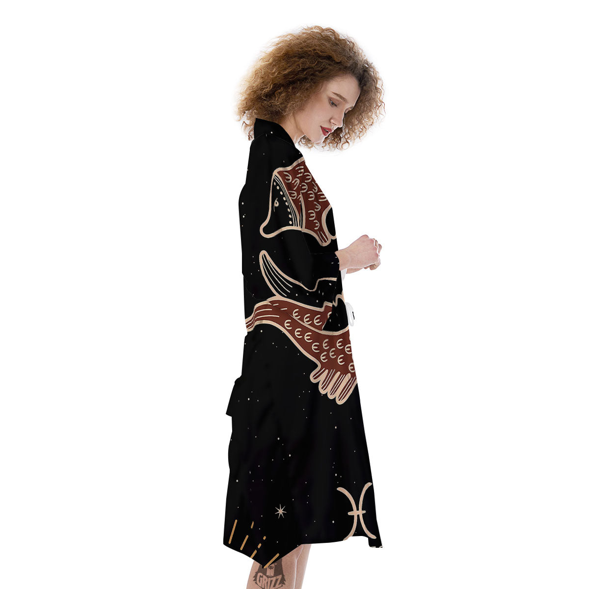 Pisces Constellation Print Kimono-grizzshop