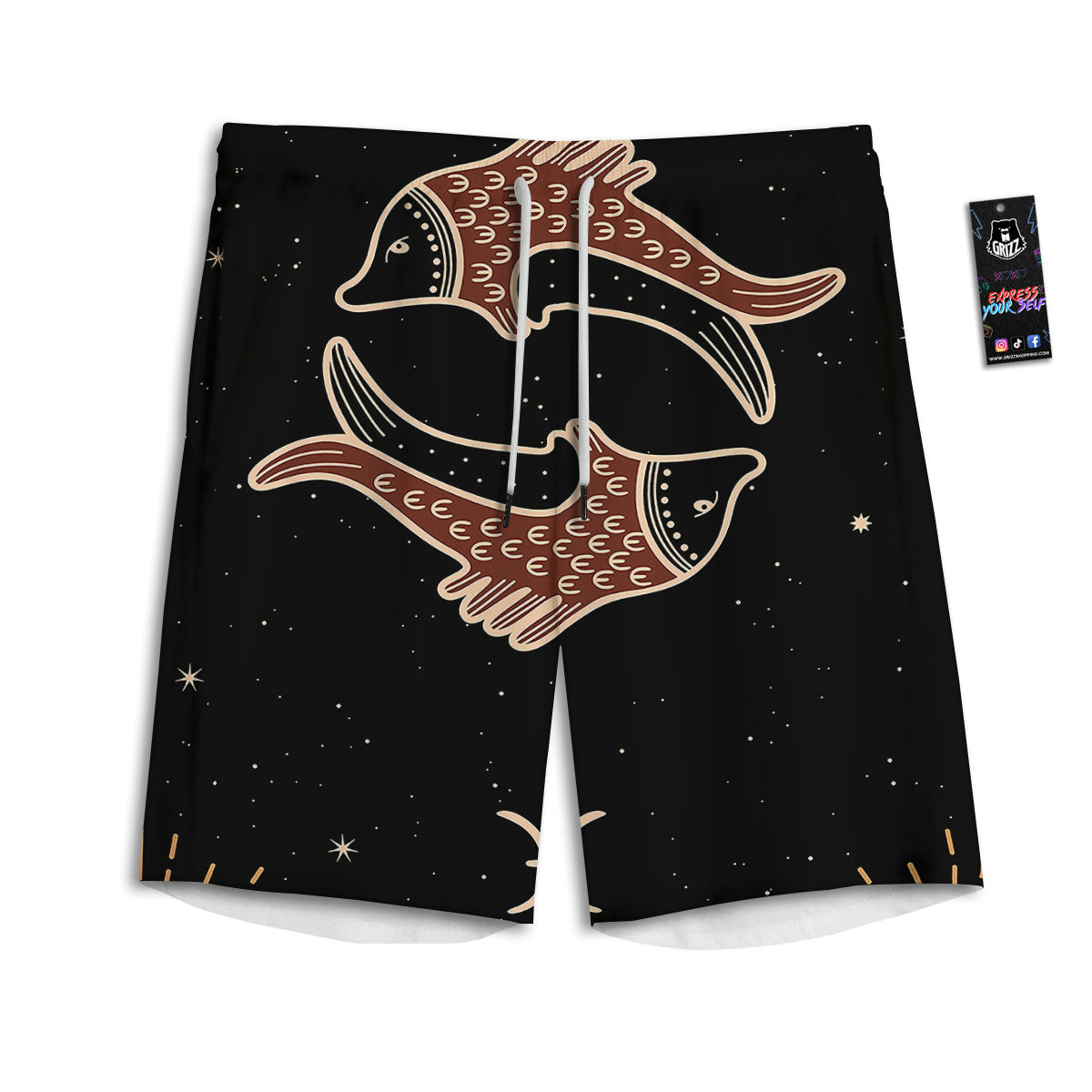 Pisces Constellation Print Men's Athletic Shorts