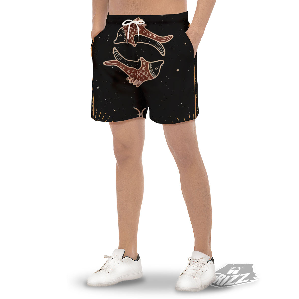 Pisces Constellation Print Men's Gym Shorts-grizzshop