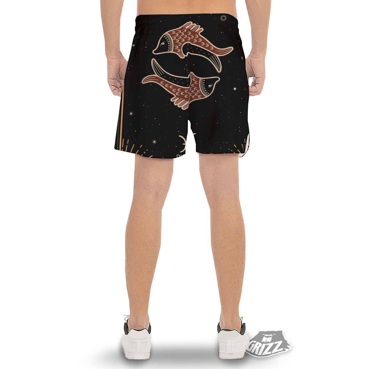 Pisces Constellation Print Men's Gym Shorts-grizzshop