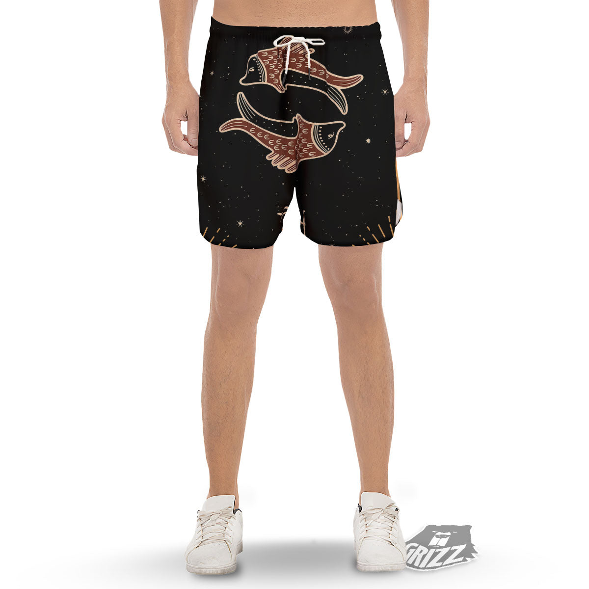 Pisces Constellation Print Men's Gym Shorts-grizzshop