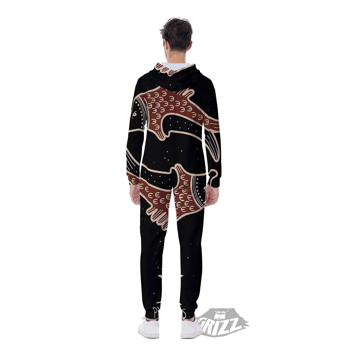 Pisces Constellation Print Men's Jumpsuit-grizzshop