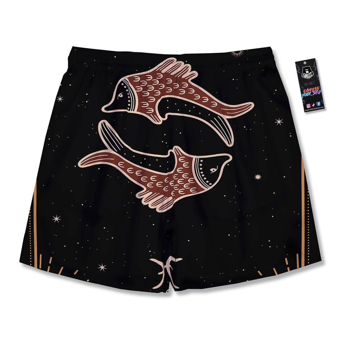 Pisces Constellation Print Men's Running Shorts-grizzshop
