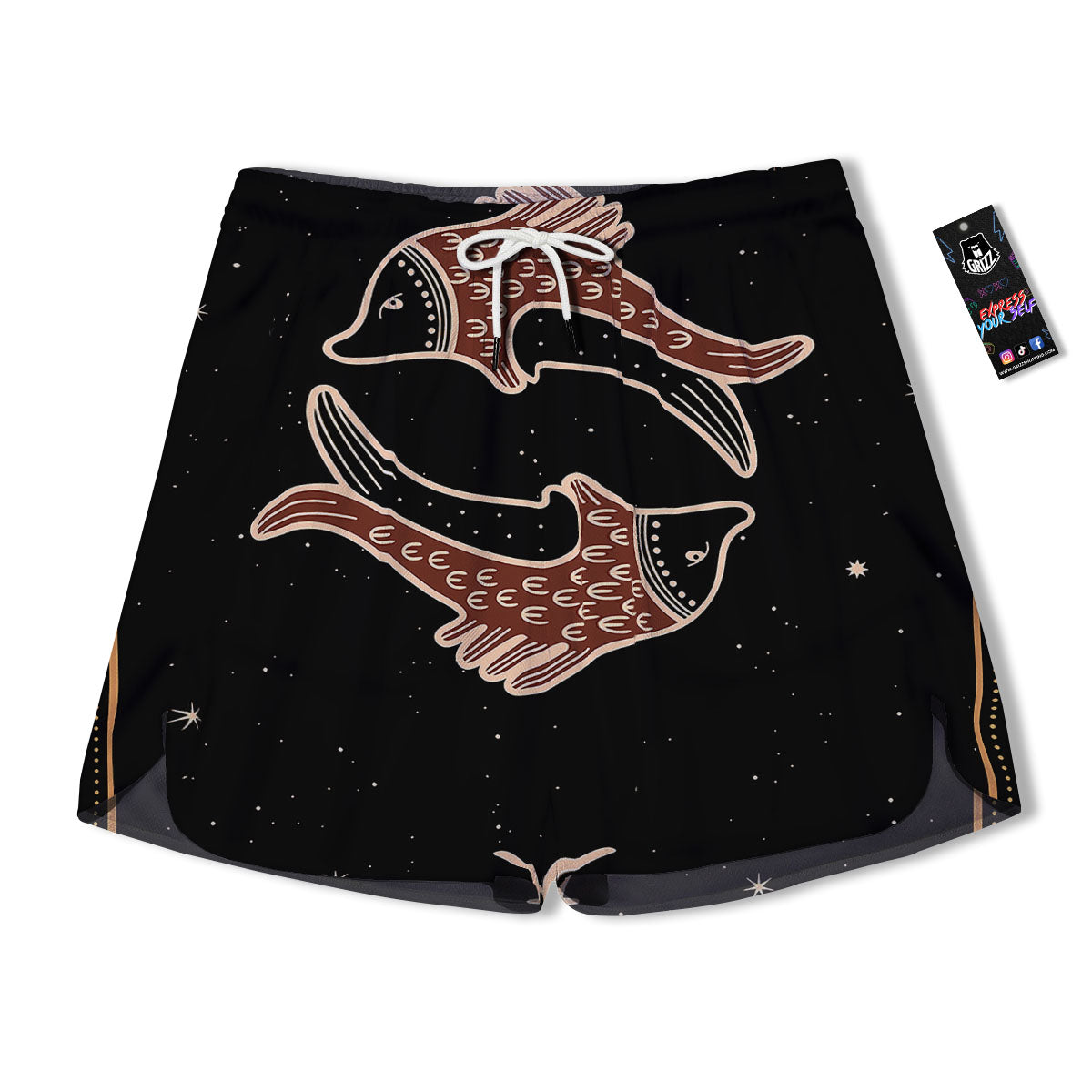 Pisces Constellation Print Men's Running Shorts-grizzshop