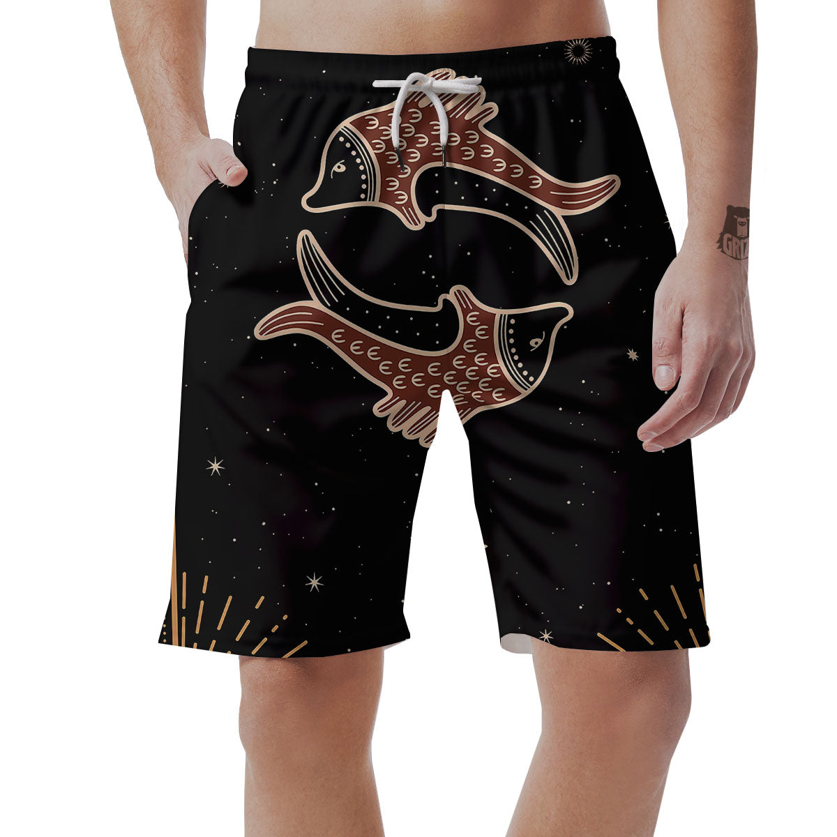Pisces Constellation Print Men's Shorts-grizzshop