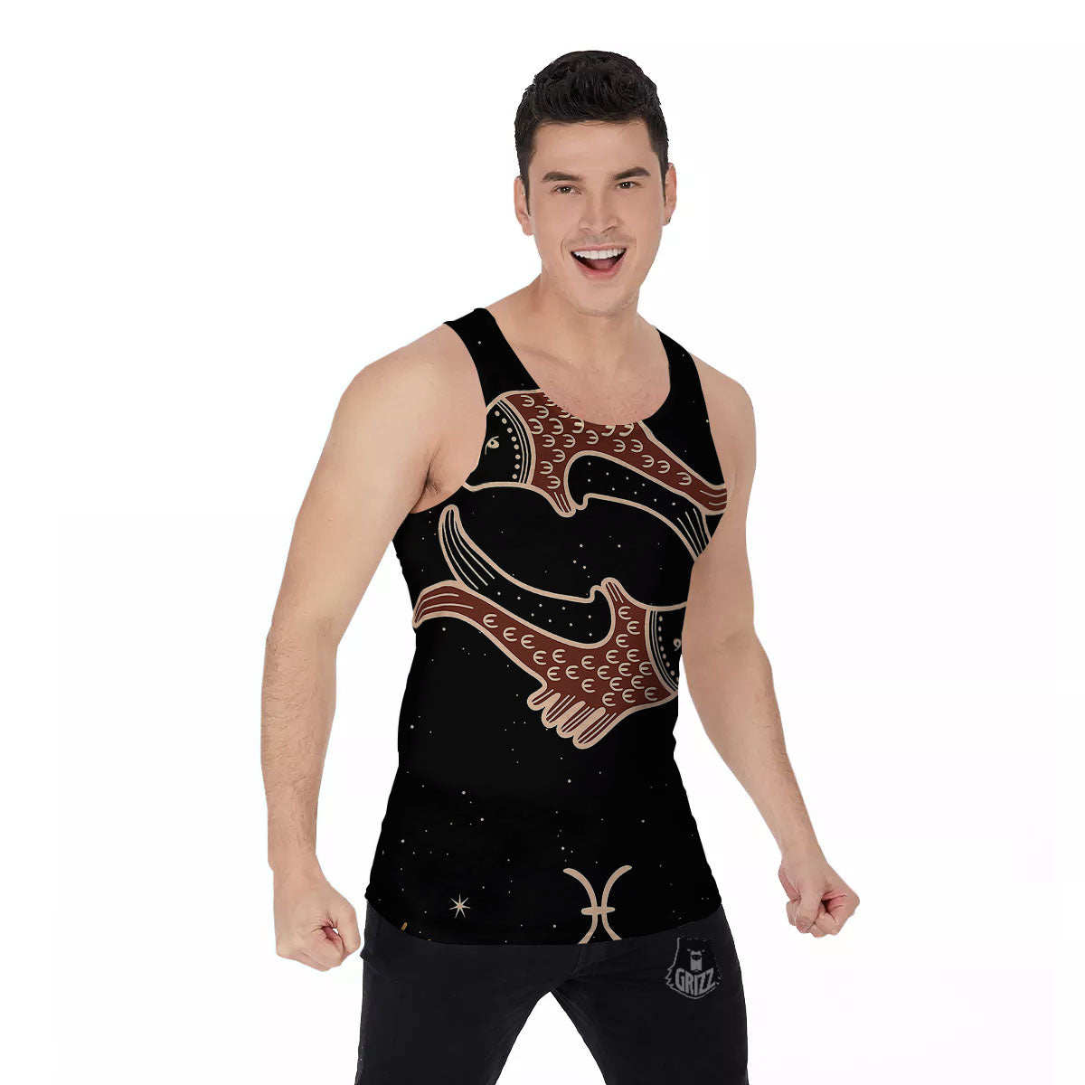 Pisces Constellation Print Men's Tank Top-grizzshop
