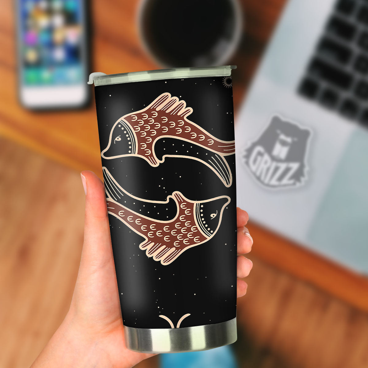 Pisces Constellation Print Tumbler-grizzshop
