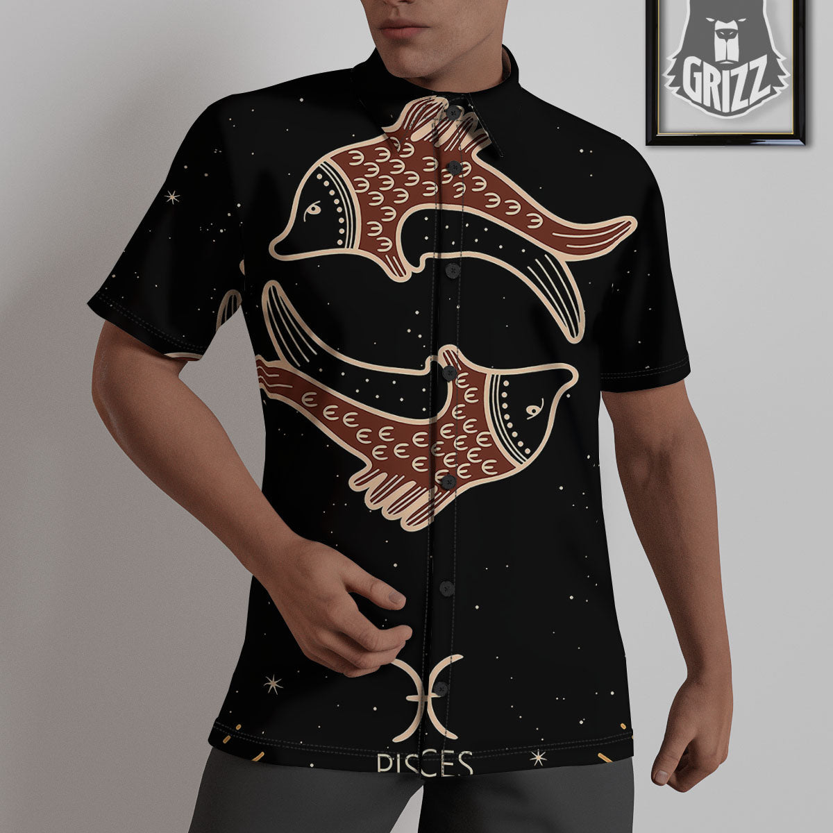 Pisces Constellation Print Untucked Shirts-grizzshop
