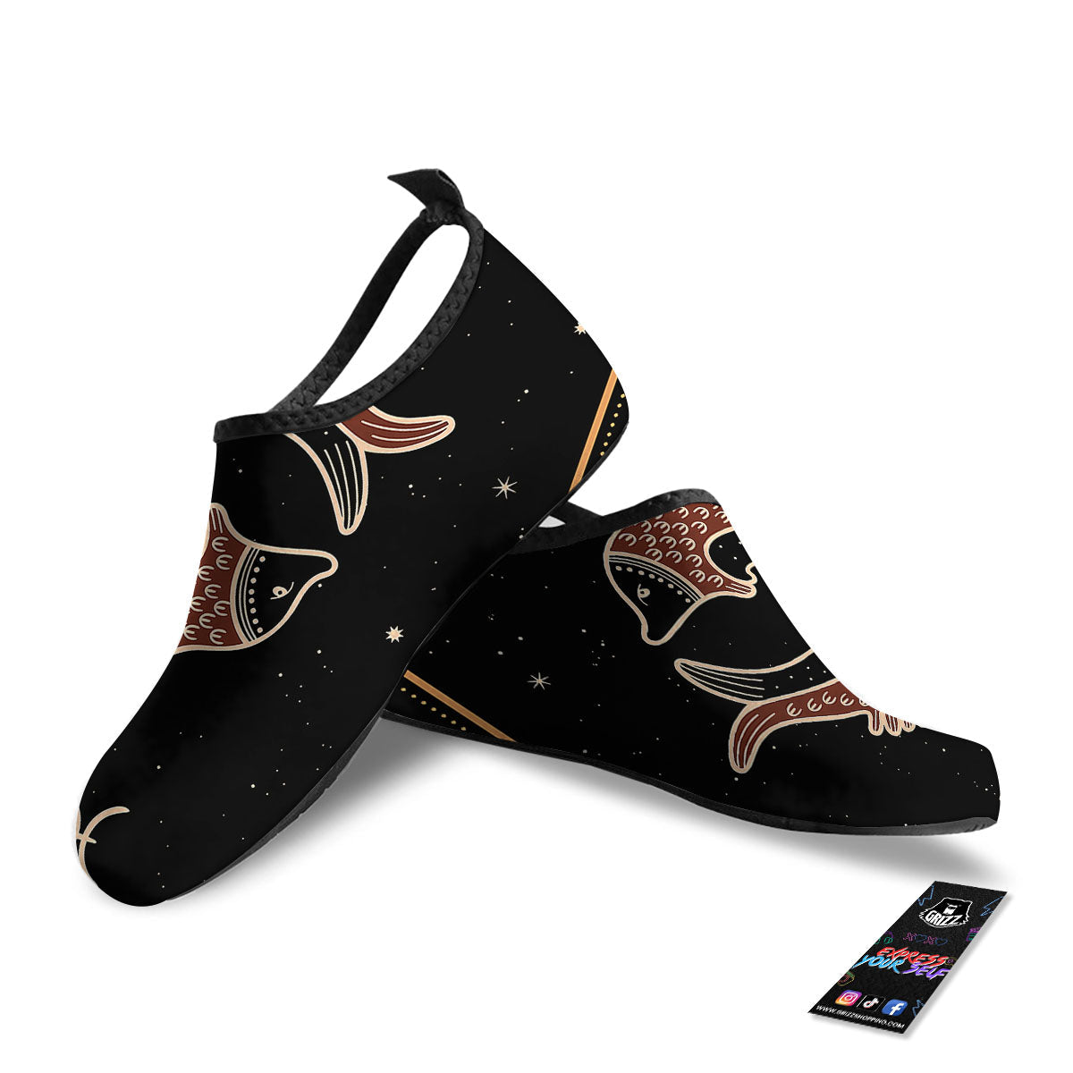 Pisces Constellation Print Water Shoes-grizzshop