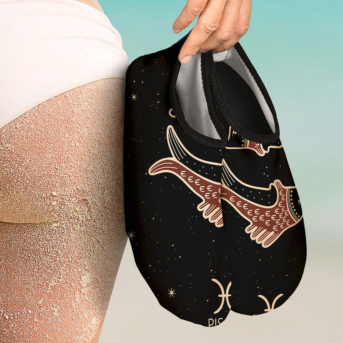 Pisces Constellation Print Water Shoes-grizzshop