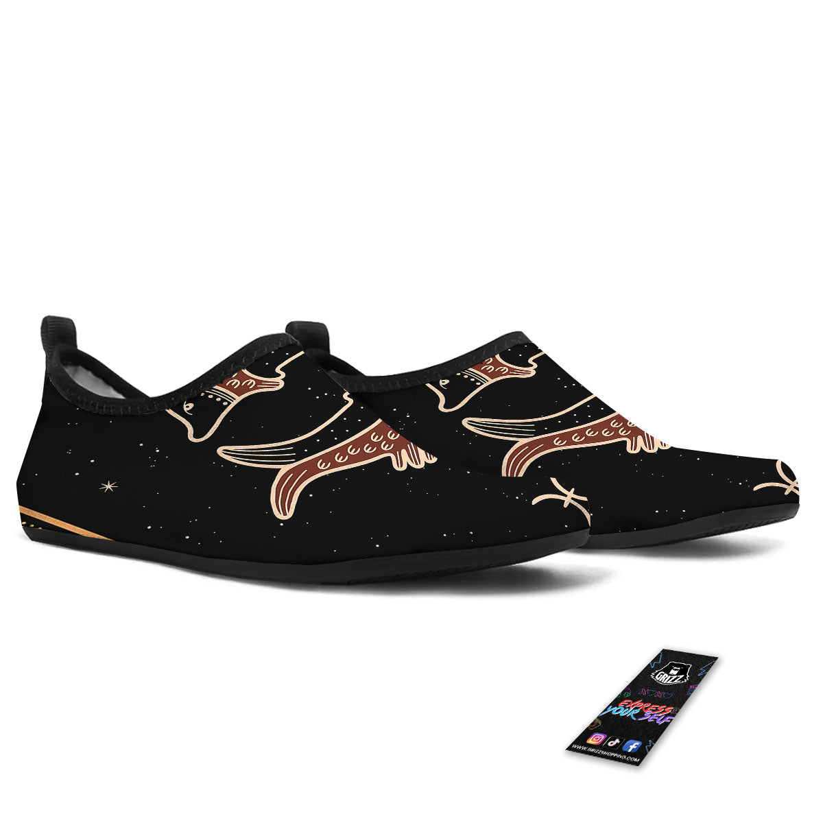 Pisces Constellation Print Water Shoes-grizzshop