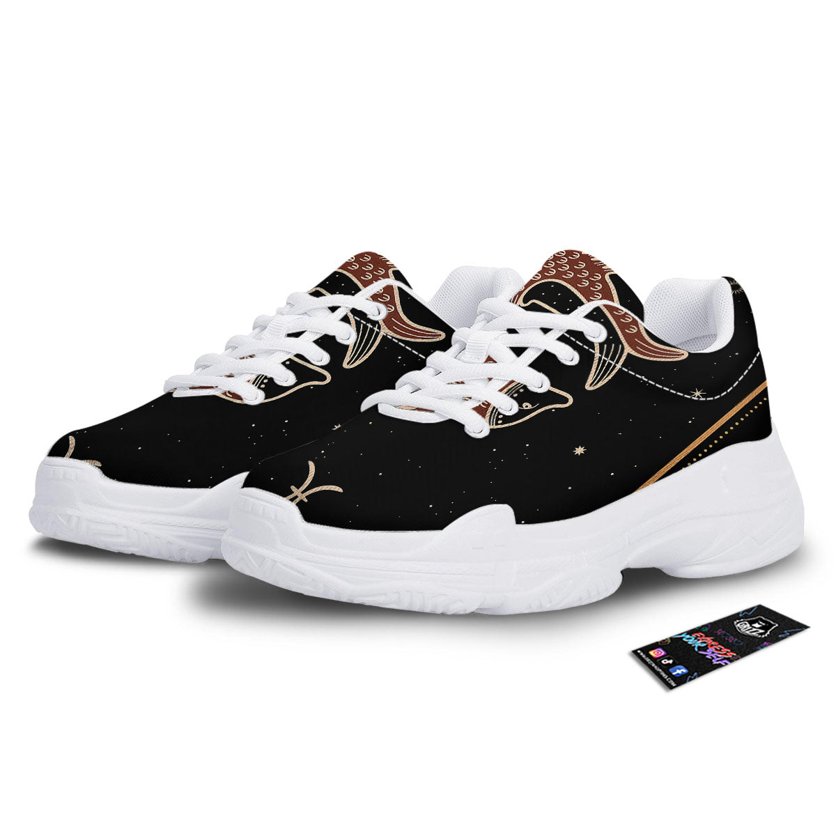Pisces Constellation Print White Chunky Shoes-grizzshop