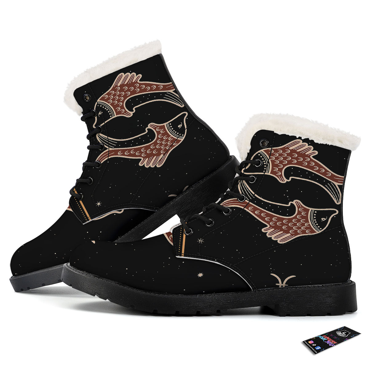 Pisces Constellation Print Winter Boots-grizzshop