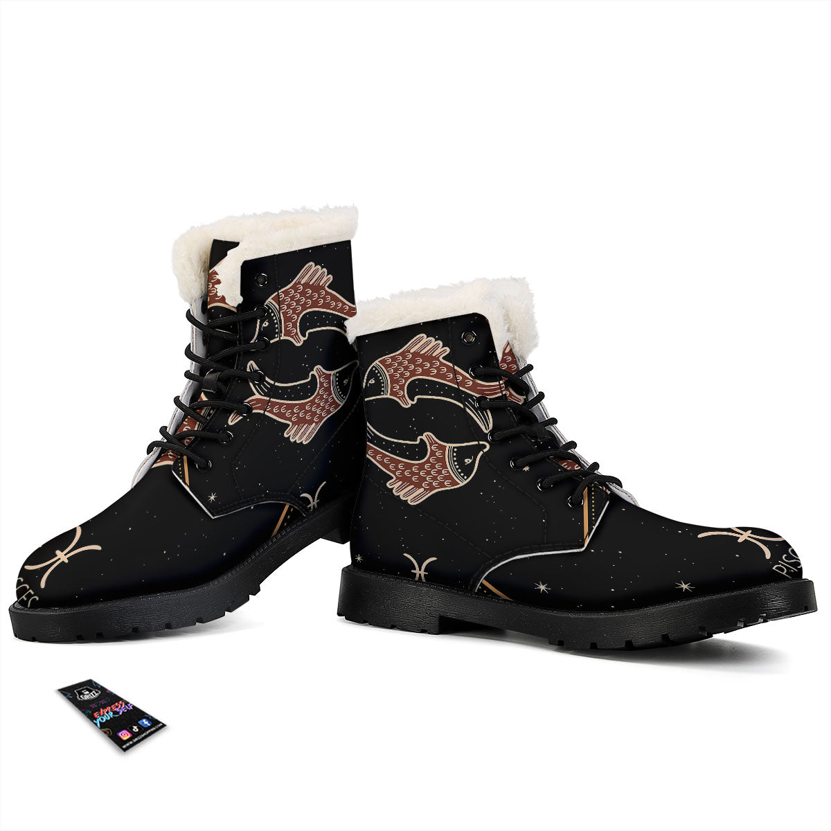 Pisces Constellation Print Winter Boots-grizzshop