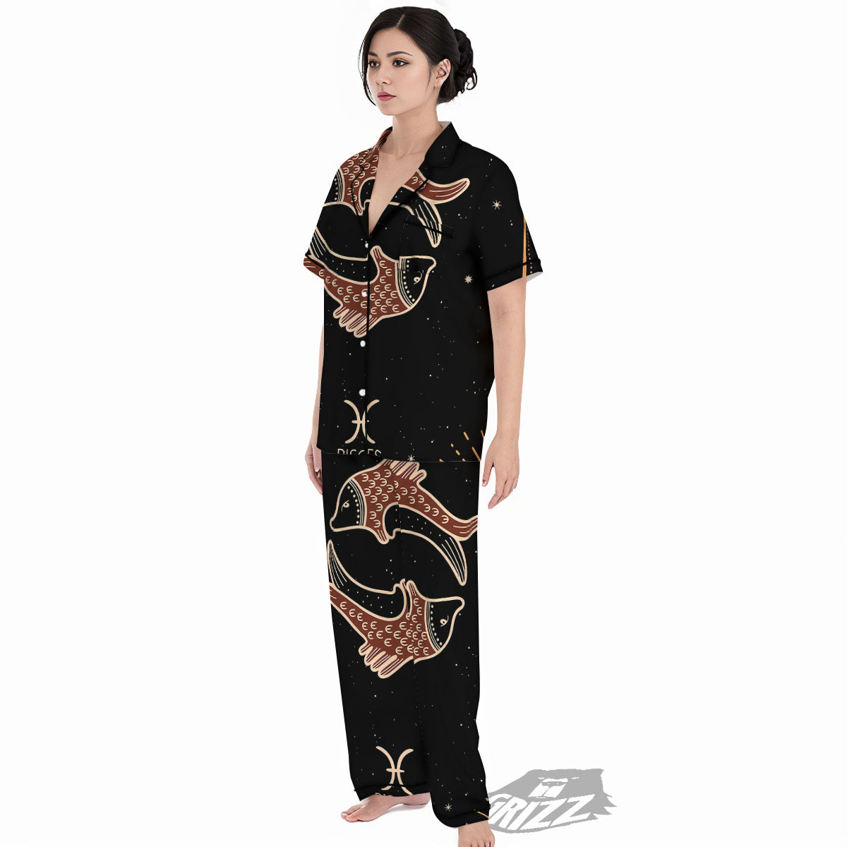 Pisces Constellation Print Women's Pajamas Set-grizzshop