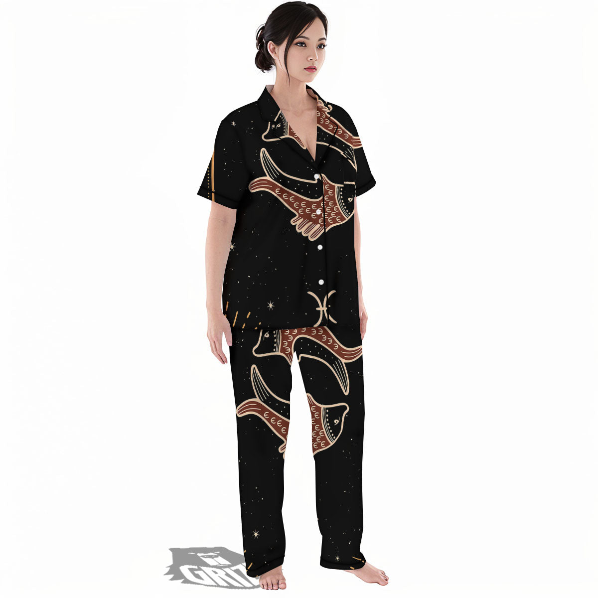 Pisces Constellation Print Women's Pajamas Set-grizzshop