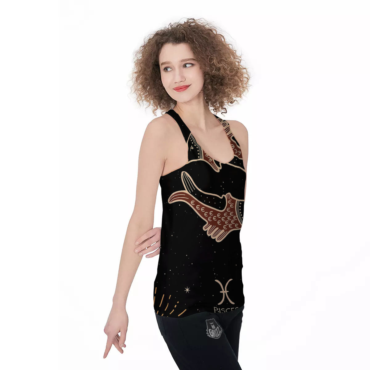 Pisces Constellation Print Women's Racerback Tank Top-grizzshop