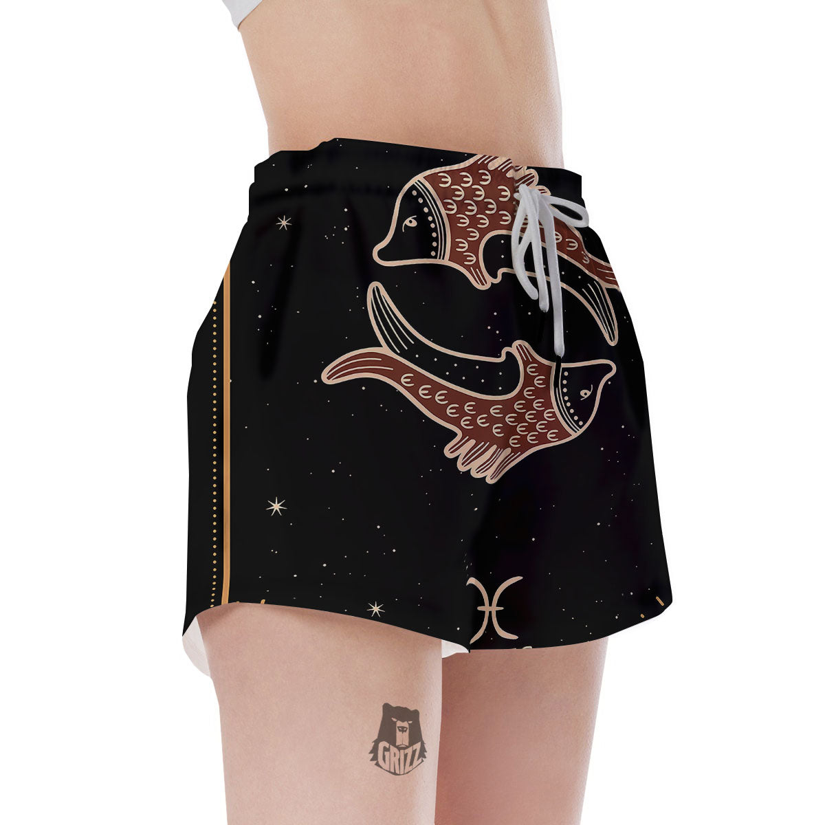 Pisces Constellation Print Women's Shorts-grizzshop