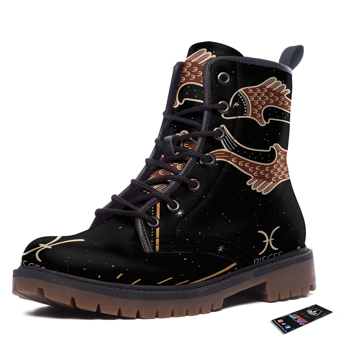 Pisces Constellation Print Work Boots-grizzshop