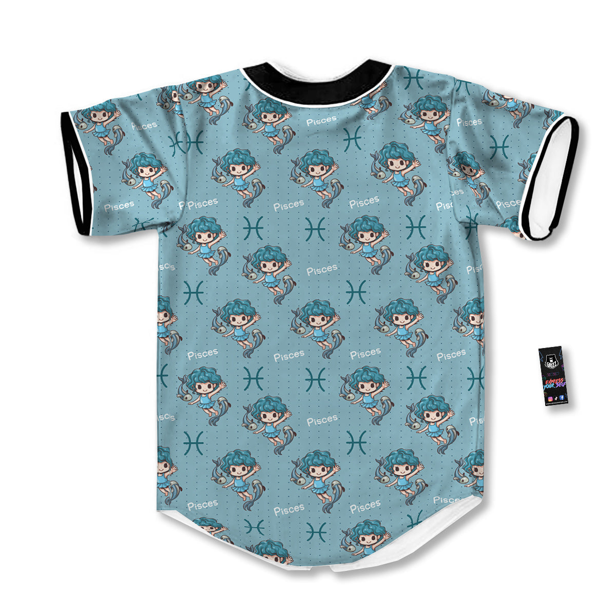 Pisces Cute Cartoon Print Pattern Baseball Jersey-grizzshop