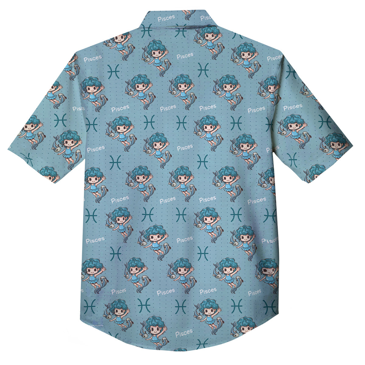 Pisces Cute Cartoon Print Pattern Button Up Shirt-grizzshop
