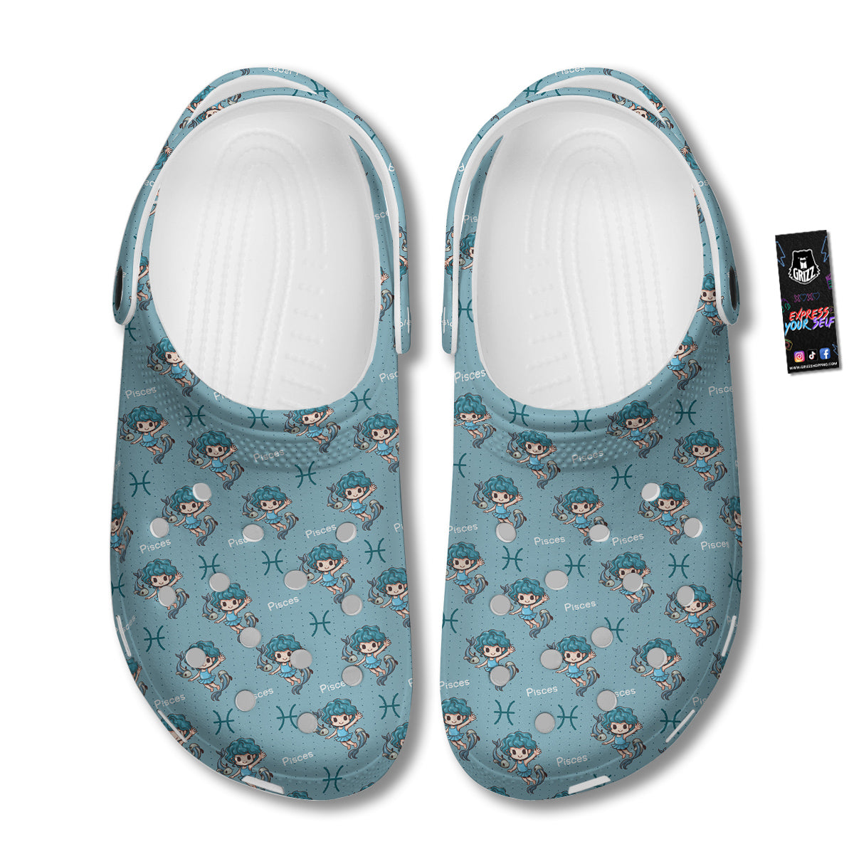Pisces Cute Cartoon Print Pattern Clog-grizzshop