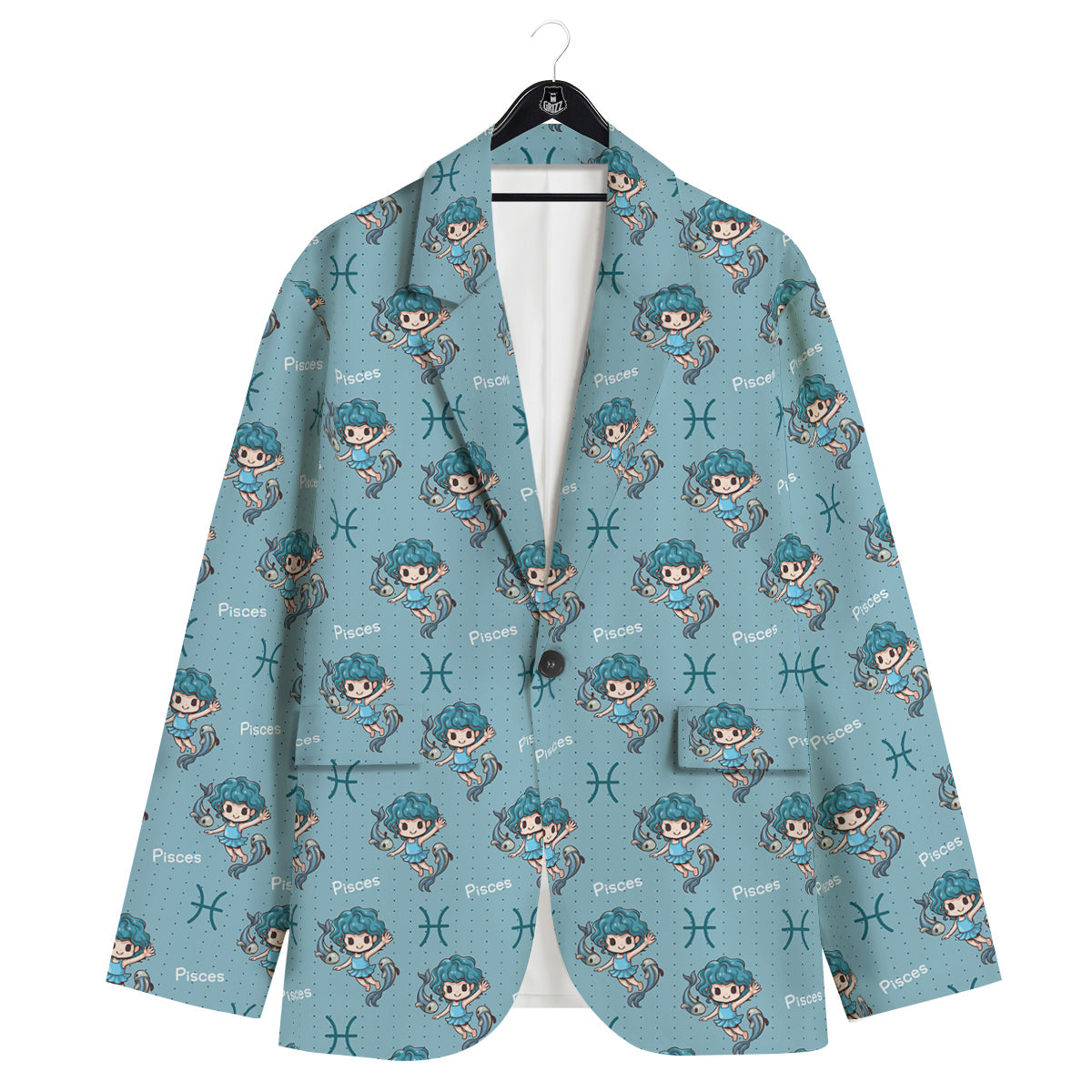 Pisces Cute Cartoon Print Pattern Men's Sport Coat-grizzshop